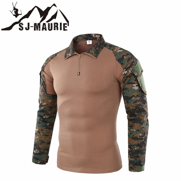 Компрессионная спортивная мужская камуфляжная футболка с длинным рукавом для фитнеса, быстросохнущая Мужская футболка для бега, спортивная одежда для тренировок, армейский Топ - Цвет: 11