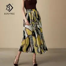 Новое поступление Женская шифоновая плиссированная юбка с принтом Высокая талия до середины икры повседневное Нижняя Женская мода Faldas Mujer Moda B93303X