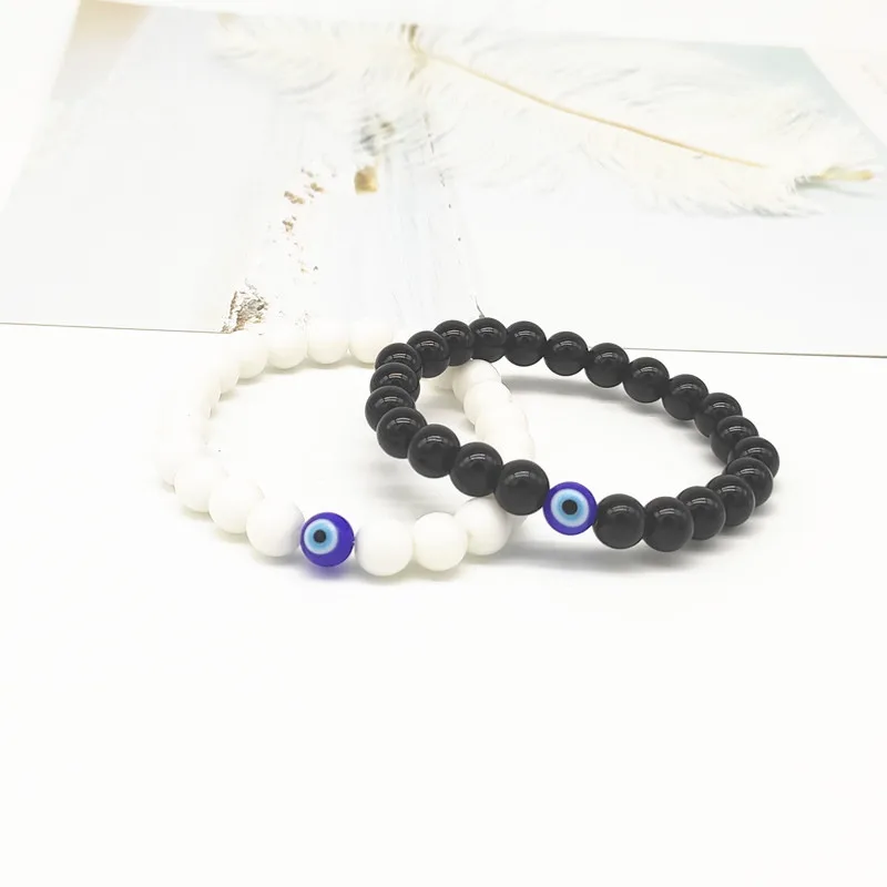 

Fashion 8mm Turkish Evil Eyes Bracelet Black Stone Beads Obsidian Men Braslet For Male Yoga Hand Jewelry Accessories