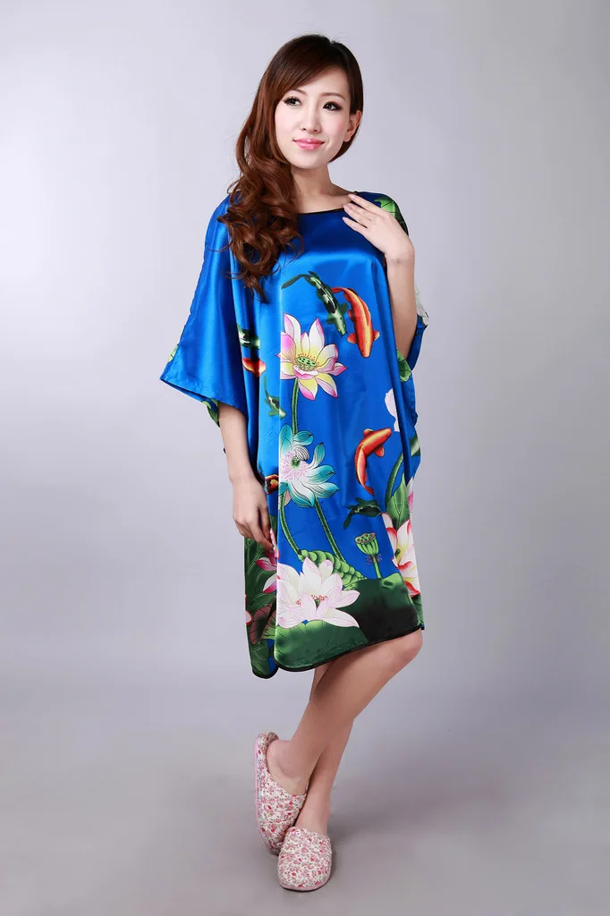 Летний сексуальный женский банный халат платье винтажный халат с печатным рисунком ночная рубашка Свободная Повседневная Пижама женская плюс размер 6XL WR075