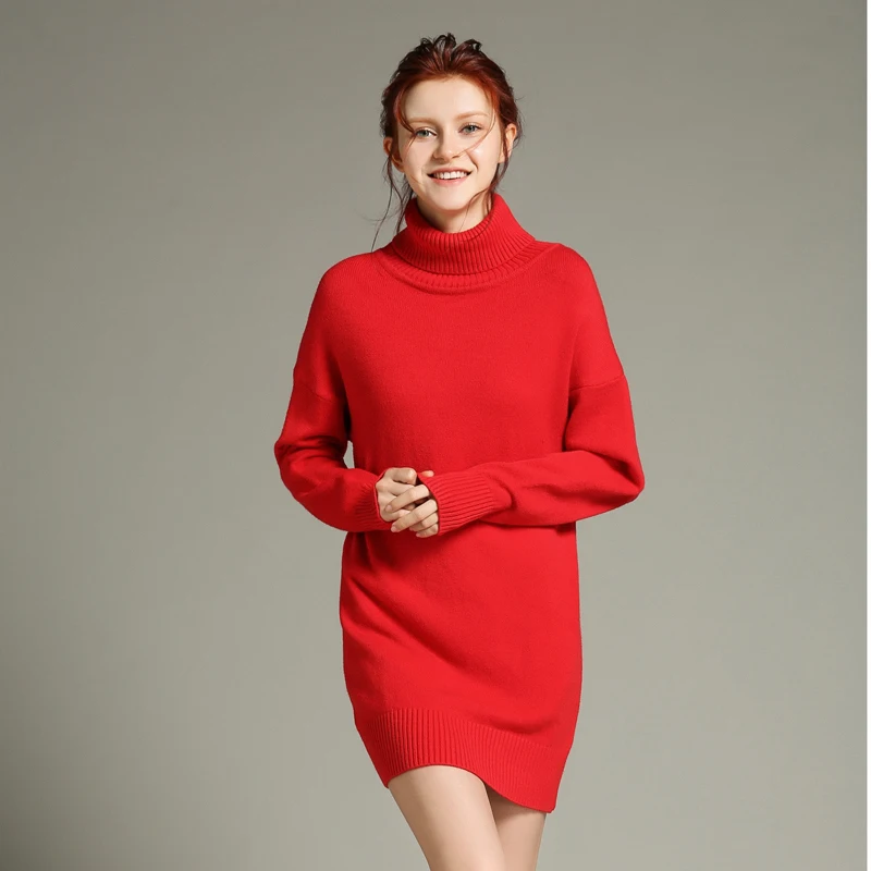 

Casual Long Sweater Wool Women Turtleneck Knitted Pullovers Loose 2019 Autumn Winter Ladies Soft Warm Cashmere Jumpers Sweaters