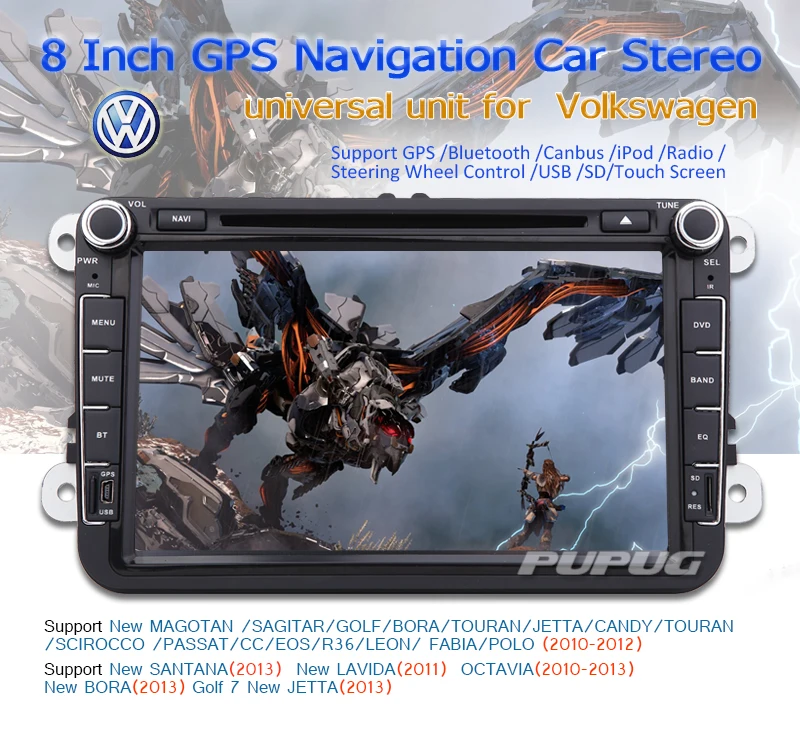 Top Car Stereo Audio iPod GPS Radio Logo Car DVD Player RDS Autoradio For VW Volkswagen In Dash Navi Music EQ Navigation FM 3D Map 4
