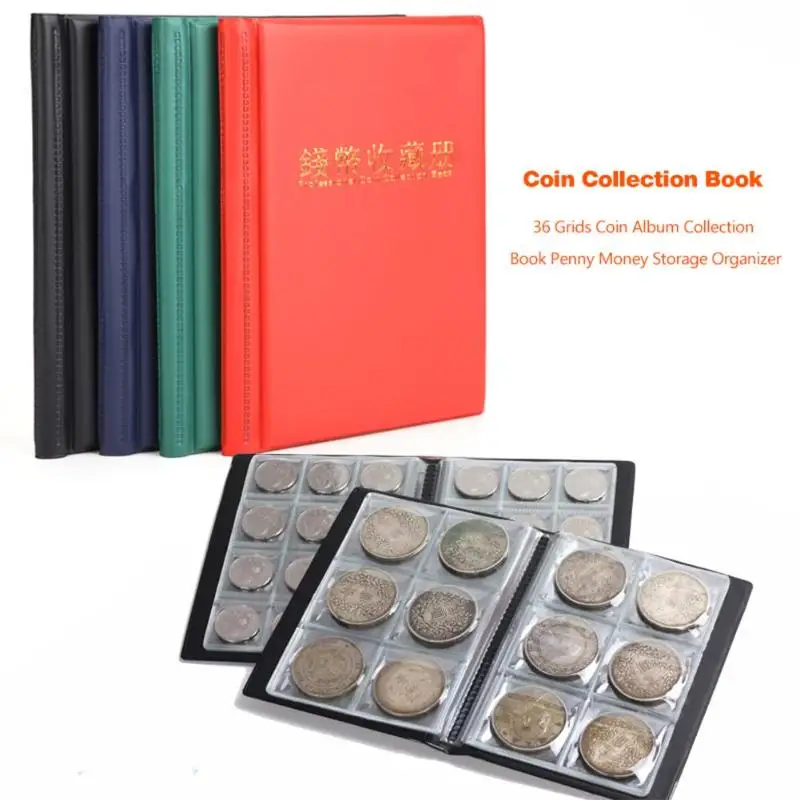 

PVC Colorful Vertical 52mm Or Less Coin Section 36 Grid Inline Small Coin Book Small Fixed Page Coin Book Small And Convenient