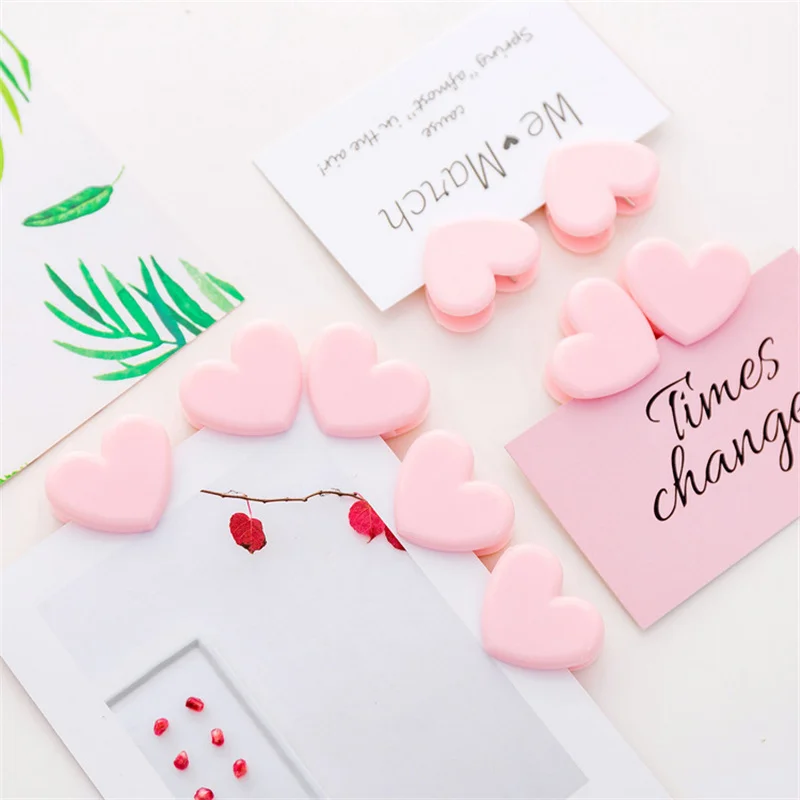 

ZOCLOT 2 Pieces Cute Pink Love Clip Heart-shaped Clamp Message Paper Photo Folder Useful Office Supplies for Home Room Deco