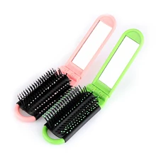 8 цветов складной парикмахерскими Расческа с зеркалом карман Размеры путешествия гребень зеркало для макияжа головы массажер макияж Наборы