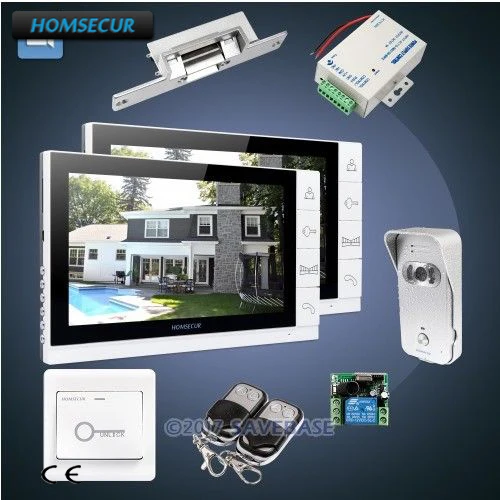 HOMSECUR 9 &quotпроводной телефон видео домофон Системы + серебро Камера белый монитор