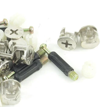 

100% New 10 Sets Furniture Side Connecting 15 x 12mm Cam Fitting Dowel Pre-inserted Nut