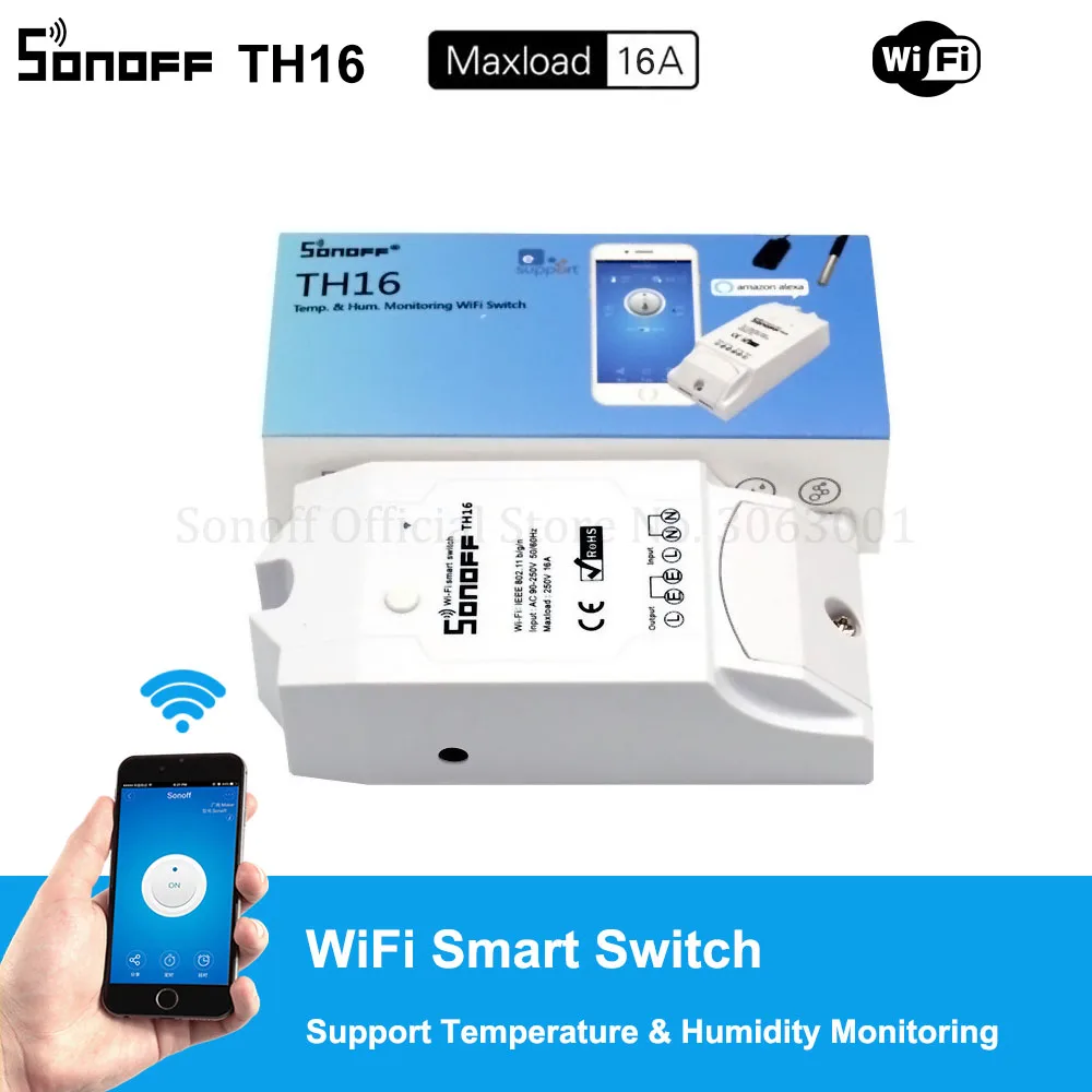 

Sonoff TH16 15A Wifi Smart Switch Support Temperature Monitor Sensor Humidity High Accuracy Sensor Work with Alexa & Google Home