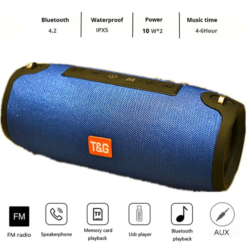 

20W Wireless Bluetooth Speaker Portable Column Speaker Bluetooth Soundbar Music Player Boom Box with FM Radio Computer Subwoofer