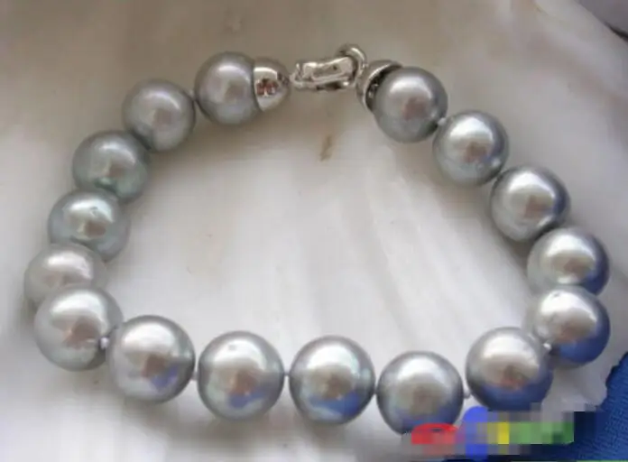 

Free shipping hot sale Women Bridal Wedding Jewelry >> AA++ 8" 12mm ROUND GRAY FRESHWATER PEARL BRACELET