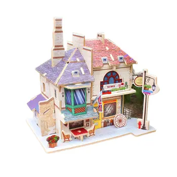 

3D Miniature British Wooden House Assembly DIY Educational Toys for Kids Children S7JN
