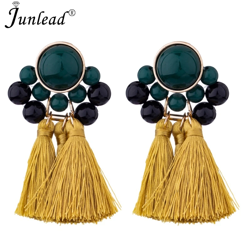 Женские Висячие серьги Junlead этнические богемные короткие желтые висячие с
