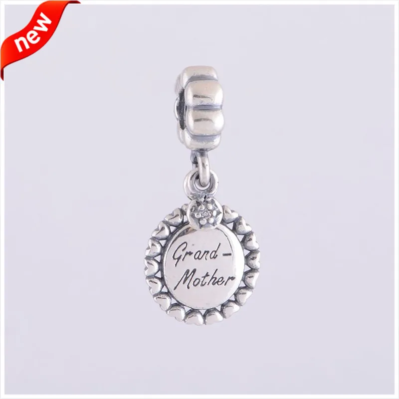 Authentic 925 Sterling Silver Grandmother Clear CZ Charm Beads Fits