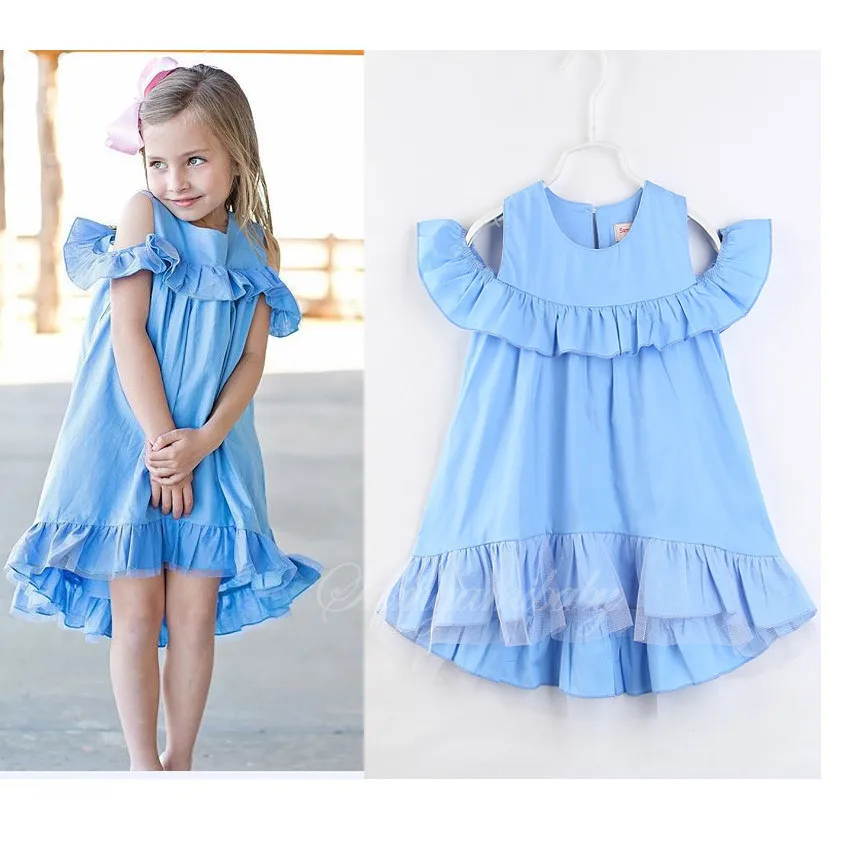 Baby Kids Girls Clothes Blue Color Sleeveless Cool Princess Dress New ...