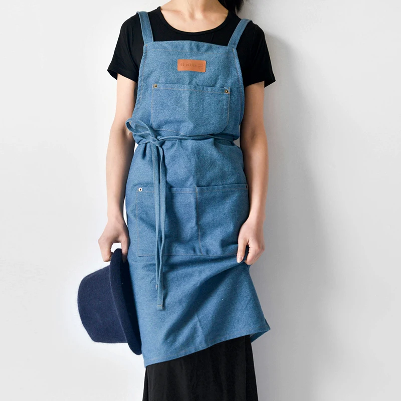 Cotton aprons for woman with pocket soft cowboy cleaning apron