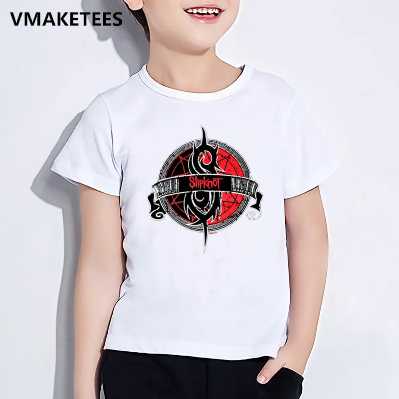 Для детей, на лето короткий рукав для мальчиков и девочек; Футболка детская тяжелый металл рок-группа Slipknot Футболка с принтом крутая детская одежда, HKP326 - Цвет: HKP326A