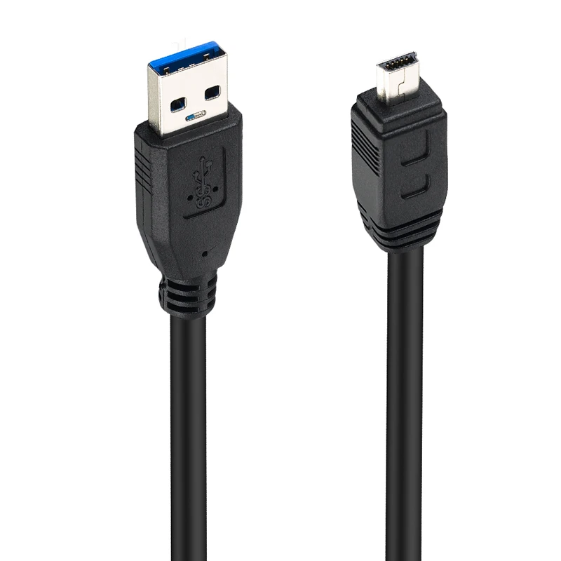 Bochara 1 м USB 3,0 тип A штекер мини 10 Pin Тип B Мужской кабель для передачи данных двойное экранирование(фольга+ Плетеный) супер скорость