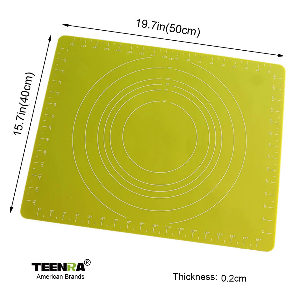 TEENRA 2 мм силиконовый коврик для замеса теста антипригарный силиконовый коврик для раскатки теста лайнер коврик для выпечки теста для пиццы большой размер кондитерский инструмент