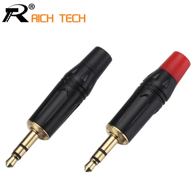  OD 10mm Microphone plug Audio Connector 3.5mm Stereo Male Plug Assembly Black Plated Speaker Plug Black&Red 2pcs/lot 