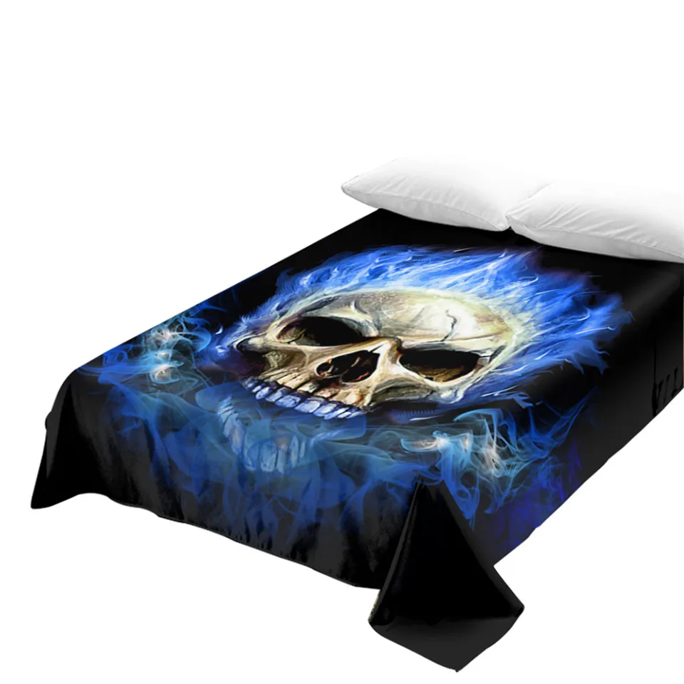 BeddingOutlet череп постельное белье 3D принтом в готическом стиле на плоской подошве лист голубой огненный Комплект постельного белья для мальчиков и для взрослых, для дивана, из микрофибры крышка 1 шт