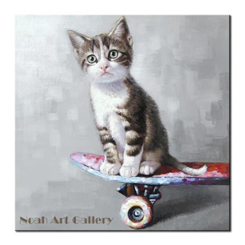

Lovely Cat Animal Canvas Wall Art Handmade Oil Paintings Art For Kids Room Decoration Modern Home Decor Painting Calligraphy Cat