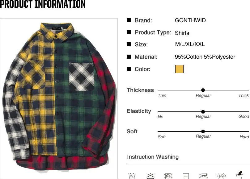 Color Block Patchwork Plaid Long Sleeve Shirts
