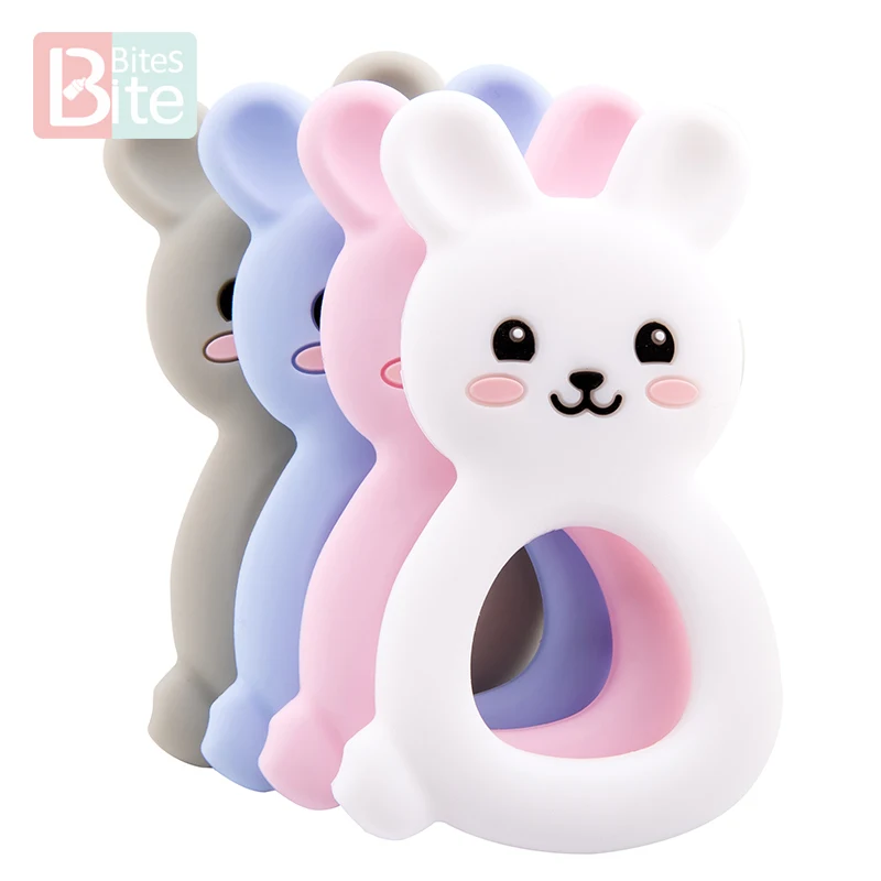 

Bite Bites 1pc Baby Silicone Teether Animal Pendant Food Grade Perle Silicone Nursing Rabbit Rodent Teether Toy Children'S Goods