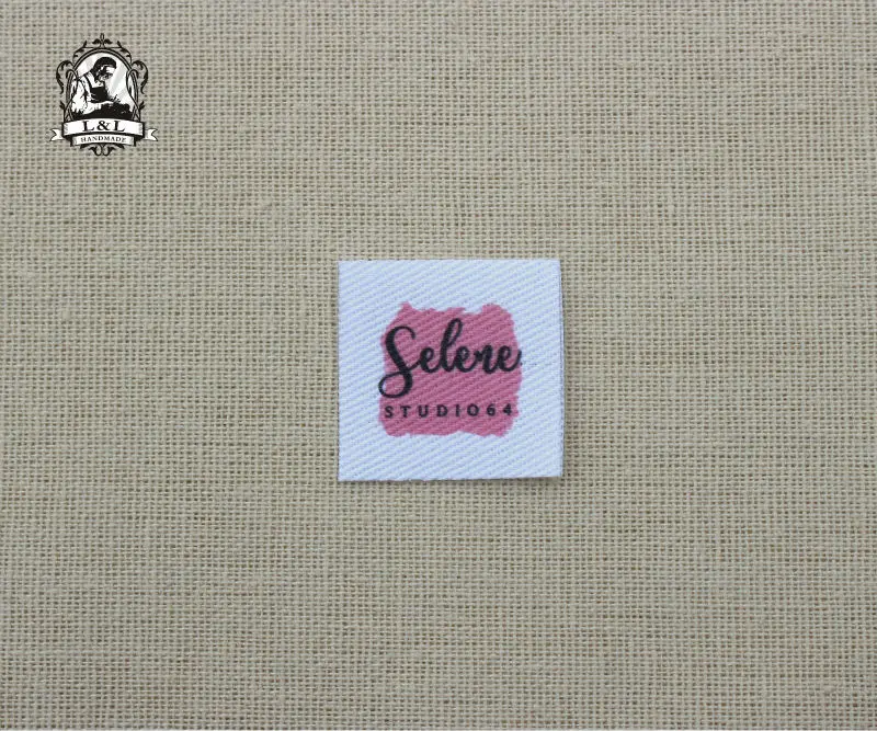

96 Custom logo labels / handmade fabric tags,Custom Clothing Labels,iron on, custom printed garment care tags, Rose watercolor