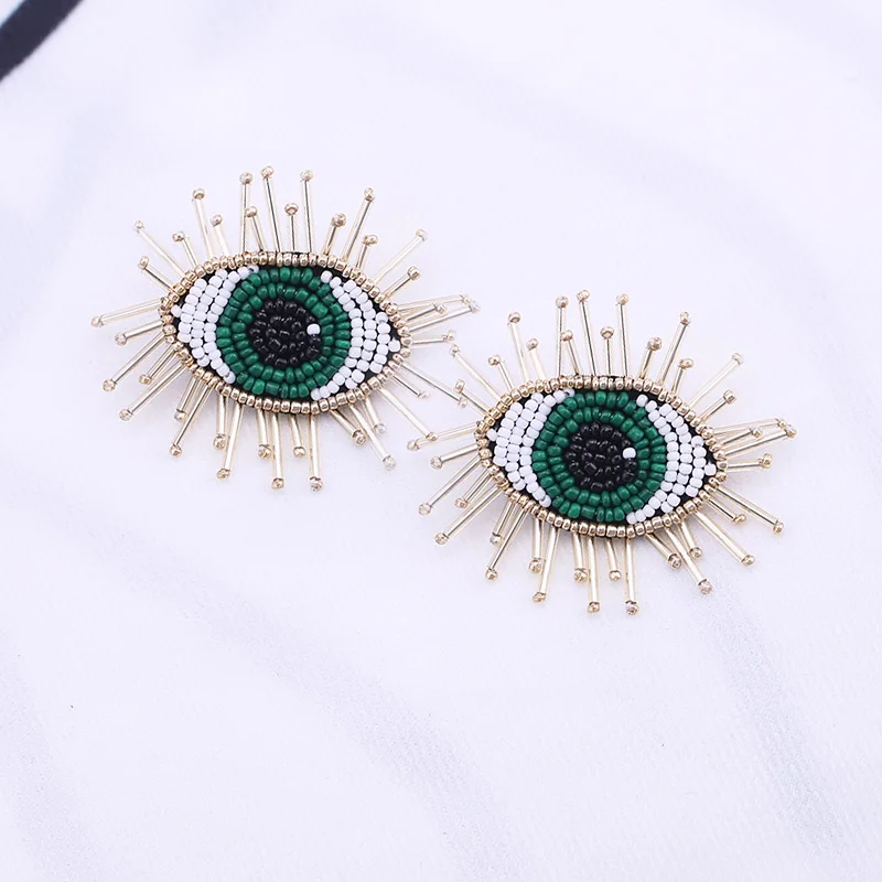 New Fashion Stud Earrings Black White Stone Geometric Earrings Round Triangle Design Punk Ear Jewelry Brincos (6)