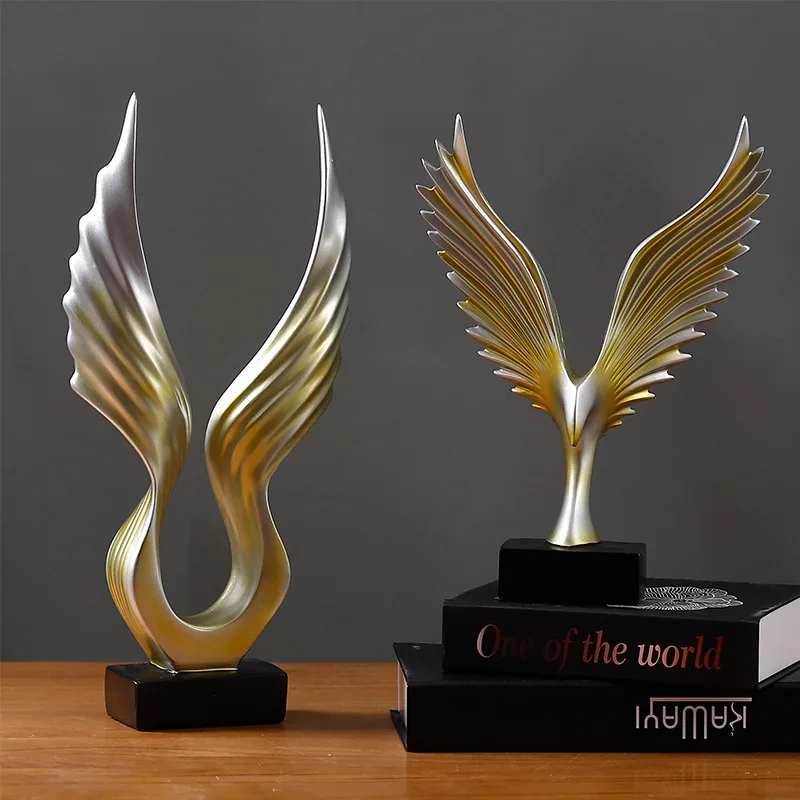 

Ktv Office Home Desktop Decor Statue Carve Wings Ornament Bedroom Living Room Decoration Accessories Figurine Garden Sculptures
