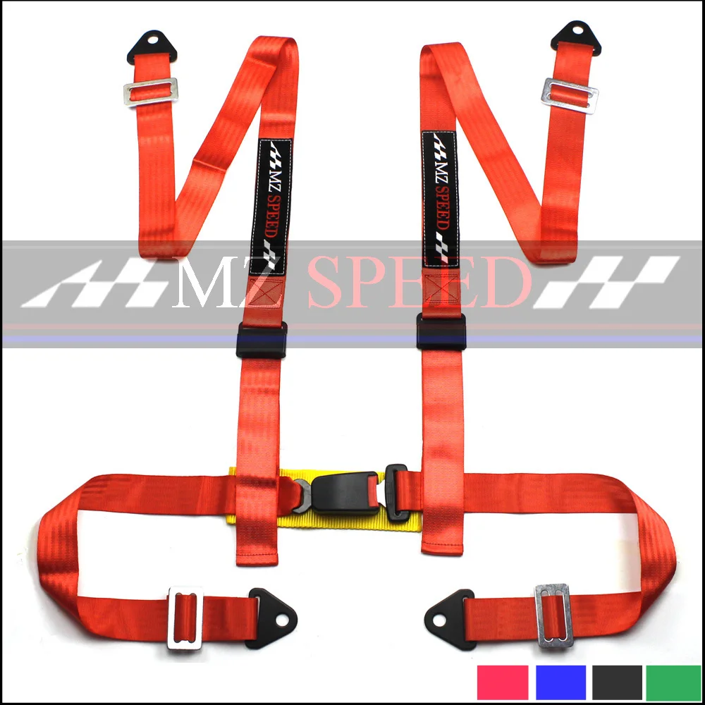

MZ SPEED-Car accessories 2" Universal Vehicle Racing 4 Point Auto Car Safety Seat Belt Buckle Harness Red blue black green
