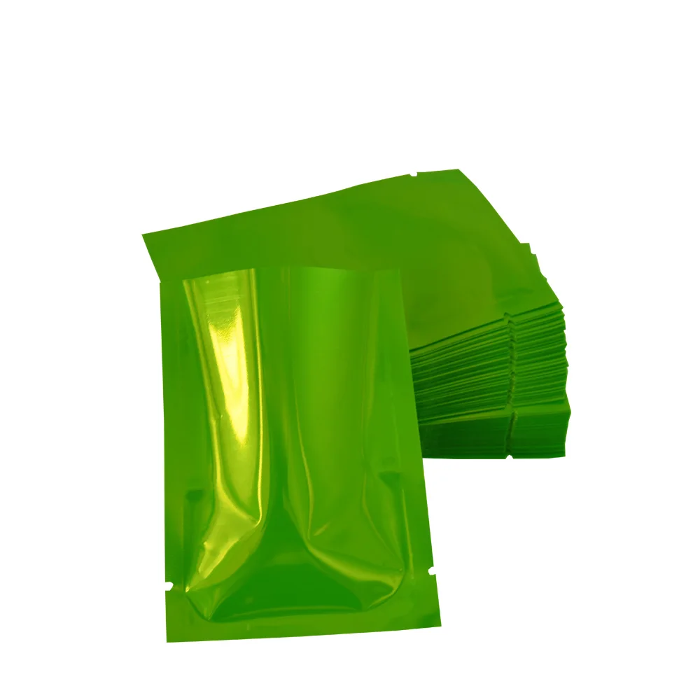 

200pcs/lot 6*9cm Green Small Aluminum Foil Packing Bag Open Top Glossy Mylar Food Vacuum Bags Coffee Tea Storage Pouch
