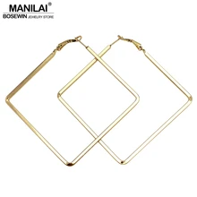 Manilai в стиле панк 60 мм большой металлический квадрат Серьги-кольца для, женская обувь Модные украшения Pendientes Boho Геометрическая простой Серьги