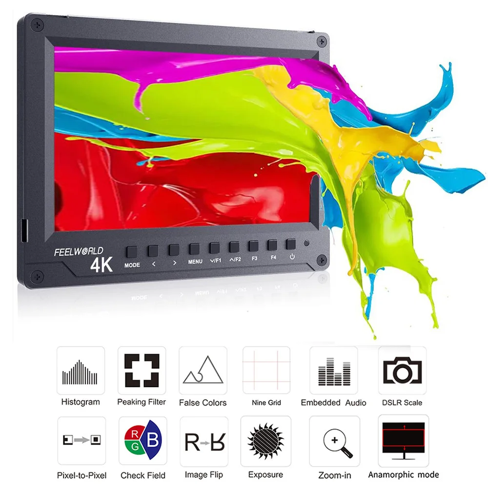 FEELWORLD A737 " с разрешением 4 K HDMI накамерный монитор с разрешением Full HD 1920x1200 Алюминий дизайн DSLR монитор для Sony Nikon Canon и т. д