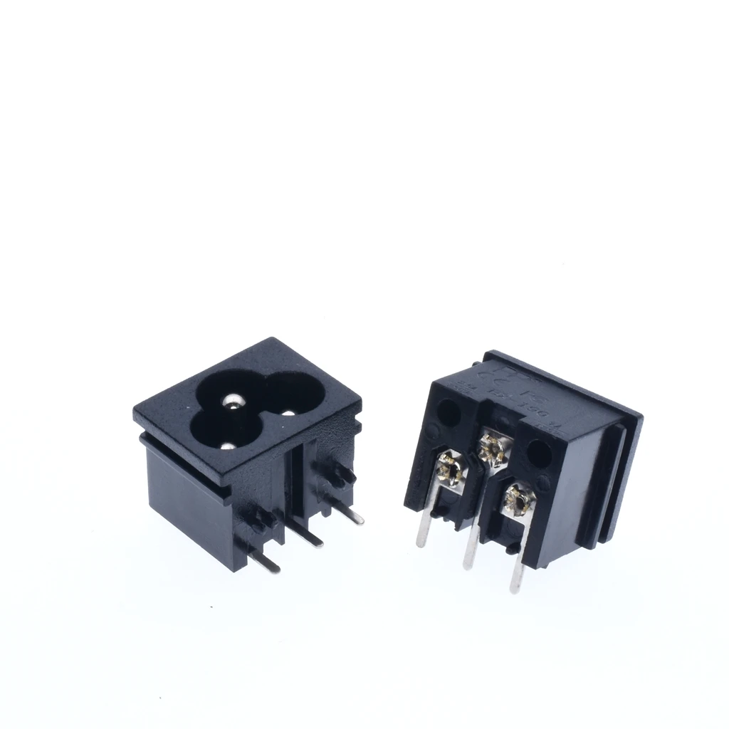 IEC320 C6  3Terminal AC Power Plug Inlet Socket AC 250V 2.5A Black three cores of weldable wire socket power supply