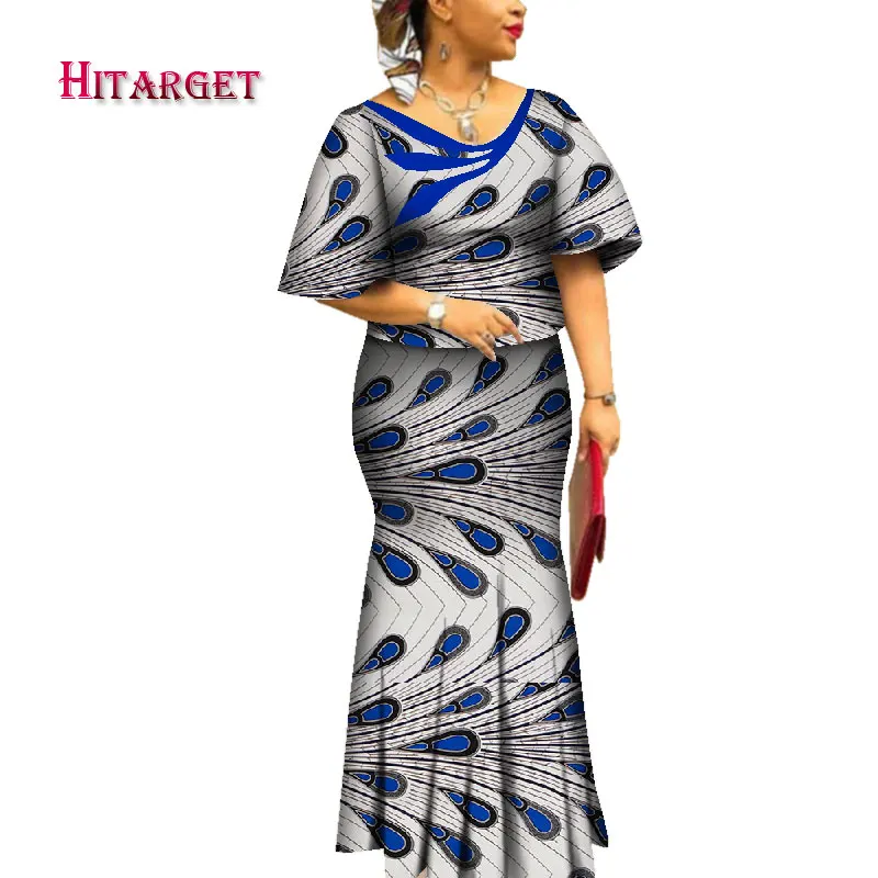 

2019 Hitarget African Dresses for Women Private Custom Women African Dashiki Skirt Set 2 Pieces Bazin Plus Size Clothing WY4561