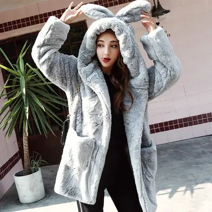 Women's Artificial Fur Coats Long Cashmere Cartoon Lovely Jacket Wool Coat For Women 2018 New Winter Clothing Big Size LZ955 (12)