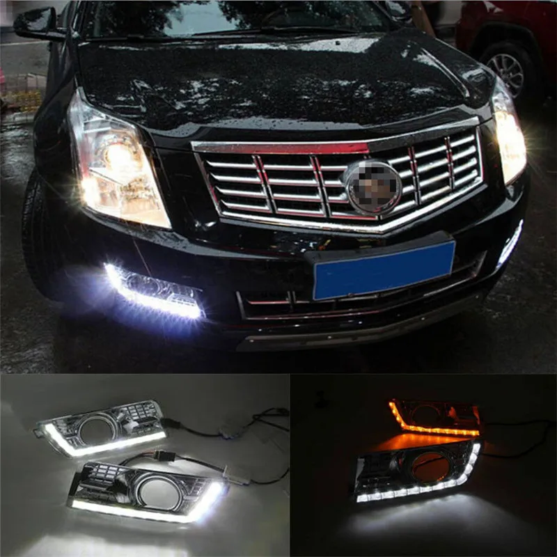 

With Turn Signal Function 12V Car LED Daylight DRL Kit For Cadillac SRX 2012-2016 LED DRL Daytime Running Light Fog Lamp Cover