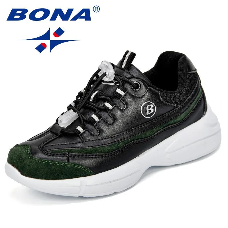 BONA/Новые популярные Стильные Детские кроссовки из синтетического материала; повседневная обувь для мальчиков на липучке; обувь для отдыха на открытом воздухе для девочек; Быстрая