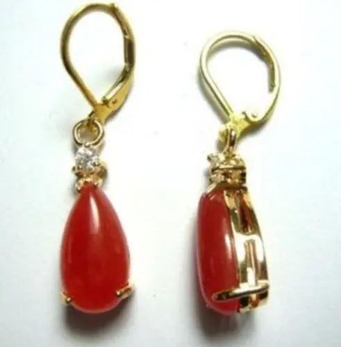 

Natural Lucky Red Ruby Drop Dangle Earrings 18K GP style Fine jewe Noble Natural jade FREE SHIPPING