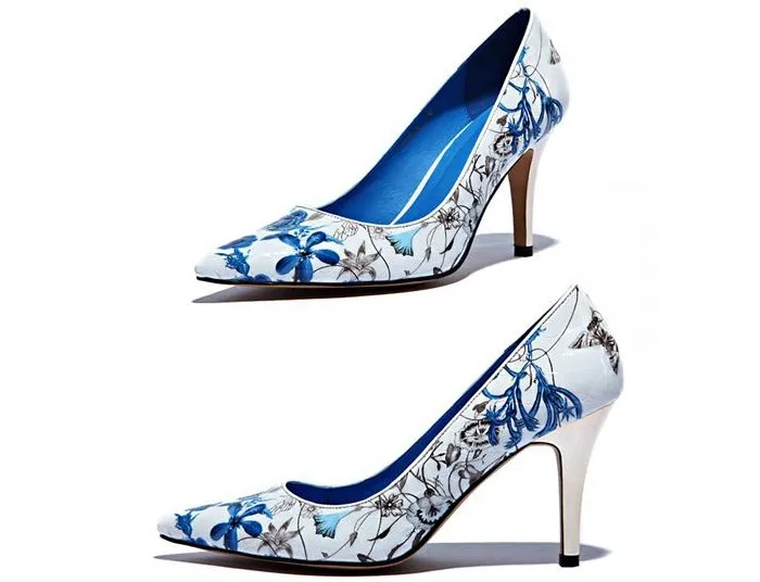 blue and white heels