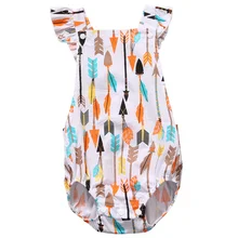 2017 Newborn Infant Baby Girls White Playsuit Arrow Romper Jumpsuit Outfits Sunsuit Clothes