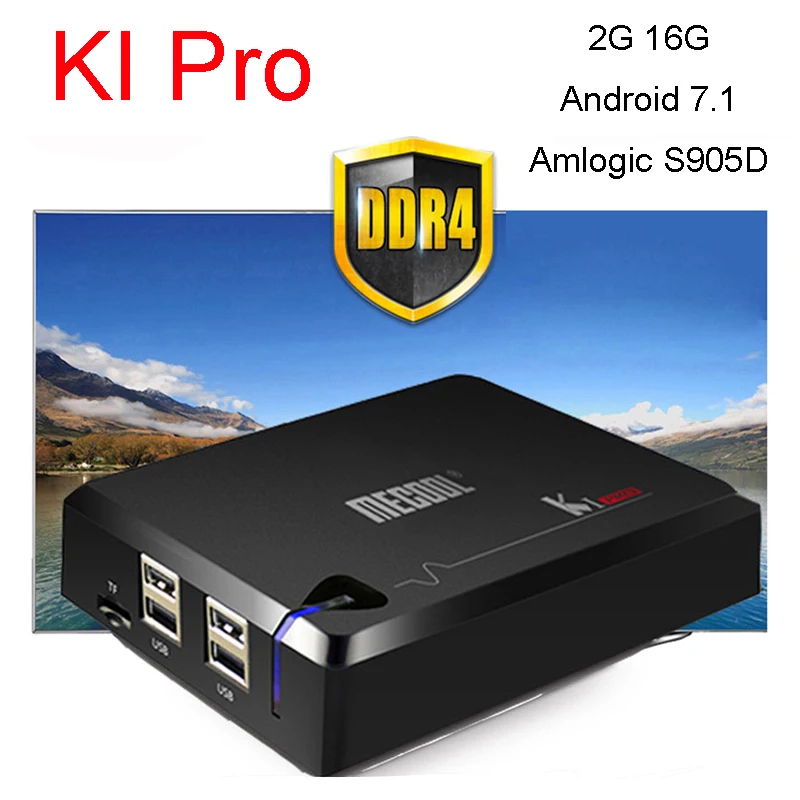 

MECOOL KI Pro Android 7.1 TV Box Amlogic S905D Quad core DDR4 2GB 16GB Set-top box 2.4G/5G WiFi H.265 HD UHD 4K Media Player