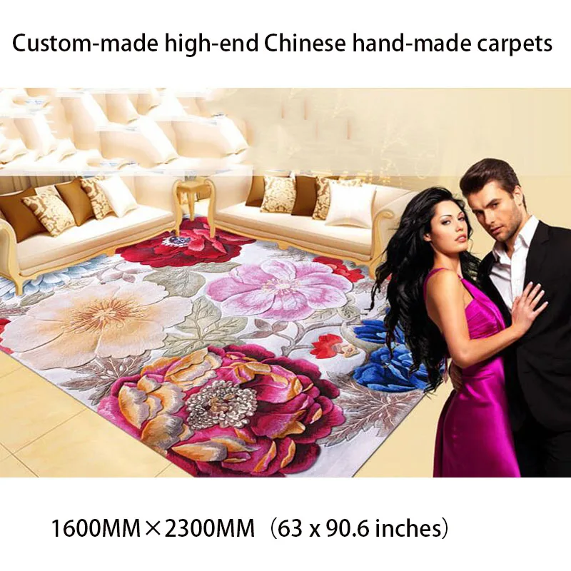 High-end acrylic hand-made carpet custom-made Chinese style living room bedroom study tea table kang blanket full spread mat rug