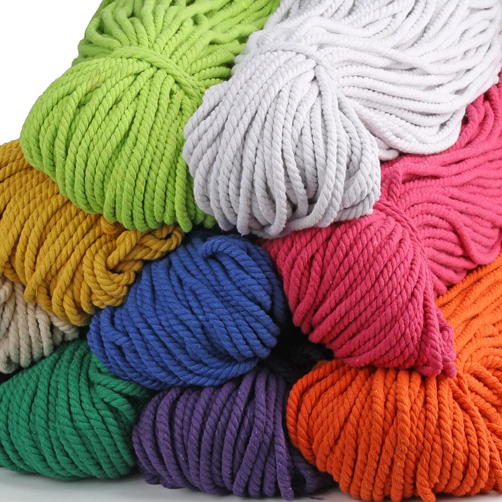 

5mm Colorful Twine DIY Accessories Twisted Round Cotton Cord Cotton Rope Clothing Draw String Twisted Rope 10meters/lot