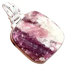 Lovegem Подлинная розовая турмалиновая кварцевая Подвеска из стерлингового серебра 925 пробы, 33 мм, AP2008