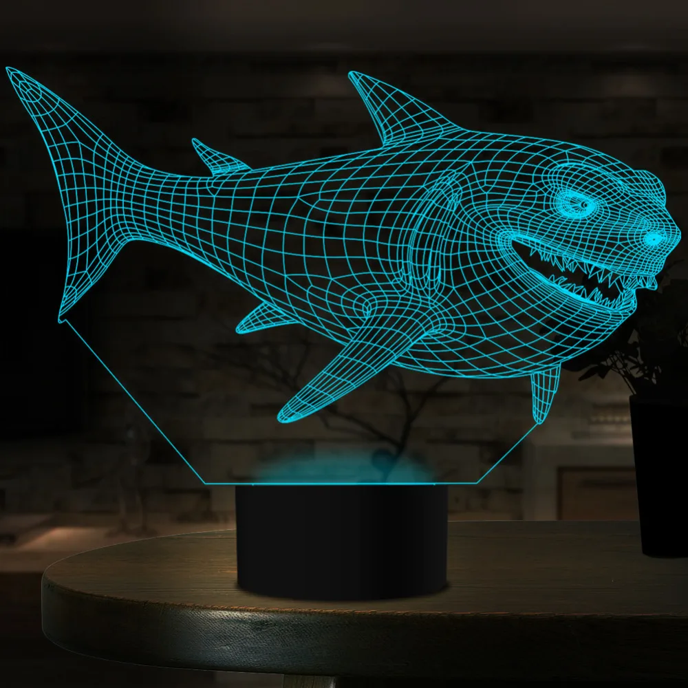7 Colors Changing LED Night Light Bedroom Decoration Shark Decor Lamp