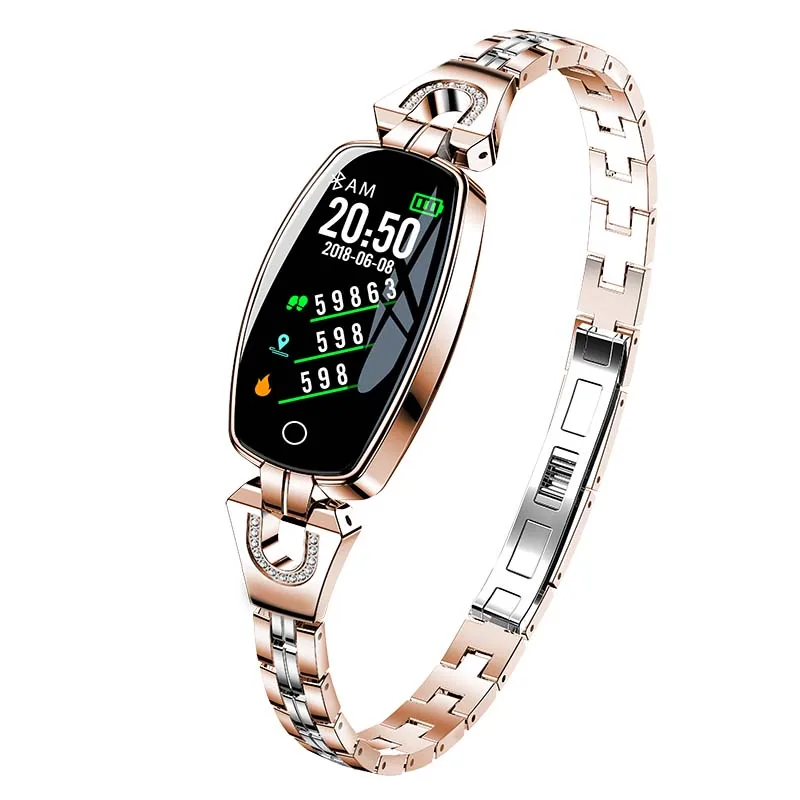 H8 Women Fashion Smart Watch Metal Watch Heart Rate Blood
