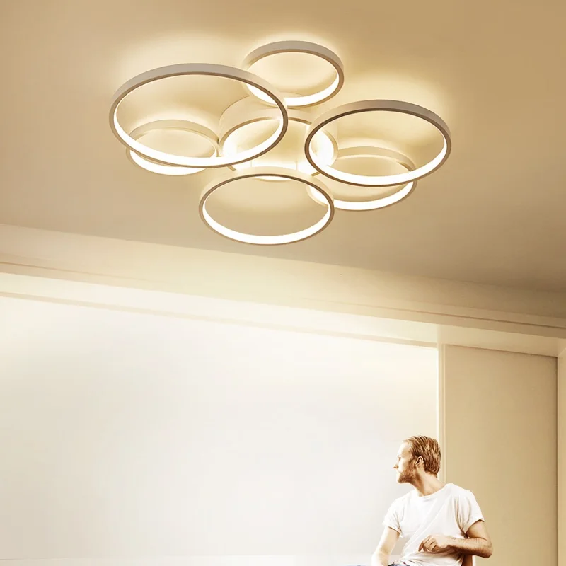 

Post-modern living room LED ceiling lights Creative Ring Nordic Bedroom Study Room Restaurant Corridor Ceiling Lamps