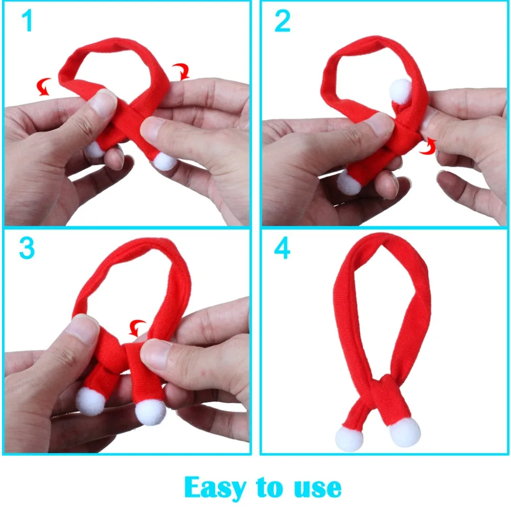 Mini Santa Scarf for Pet Dog Cat Puppy Doll Tie Neck Neckerchief Christmas Accessories (3)